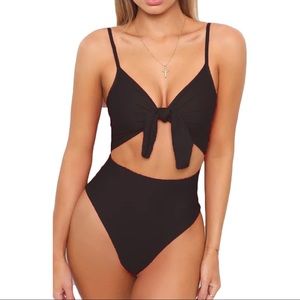 High Waisted Cheeky Cutout One Piece Swimsuit